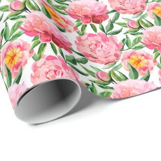 Watercolor Pink Peonies Floral Pattern chic Custom
