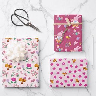 Watercolor Pink Rabbit in the Garden Pattern Kids  Sheets
