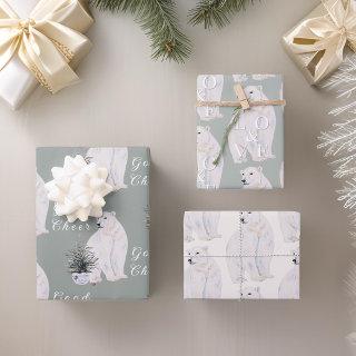 Watercolor Polar Bear Christmas Tree Pattern  Sheets