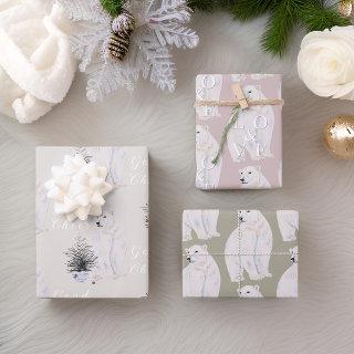 Watercolor Polar Bear Christmas Tree Pattern  Sheets
