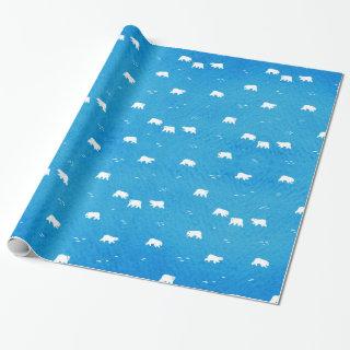 Watercolor Polar Bear Pattern in Blue