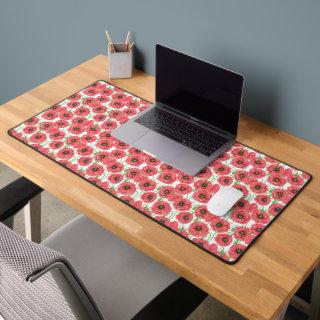 Watercolor poppies floral pattern  desk mat