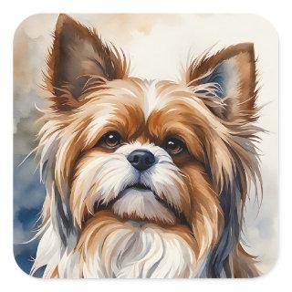 Watercolor Portrait Pose Sweet Shih Tzu Dog Square Sticker