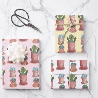 Watercolor Potted Plants Succulents and Cacti Gift  Sheets