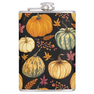 Watercolor Pumpkins: Autumn Seamless Pattern. Flask