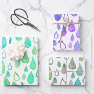 Watercolor Raindrops Colorful Droplets Modern Gift  Sheets