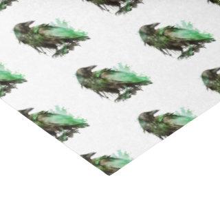 Watercolor Raven - Green Tissue Paper