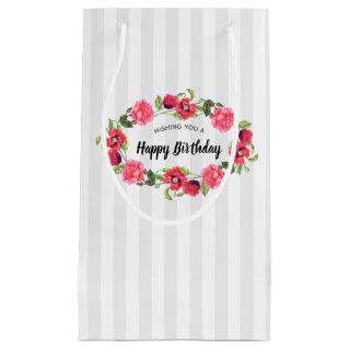Watercolor Red and Pink Flowers Wreath Design Small Gift Bag