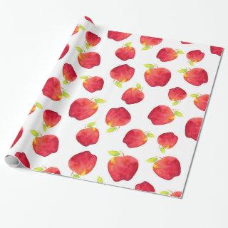 Watercolor Red Apple Pattern