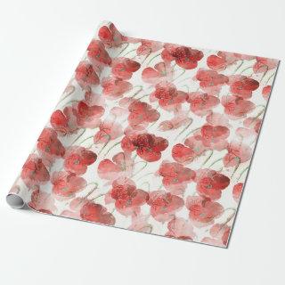 Watercolor Red Poppy Flowers
