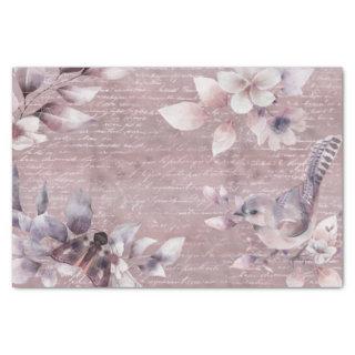 Watercolor Rose Gold Handwriting Floral Decoupage Tissue Paper