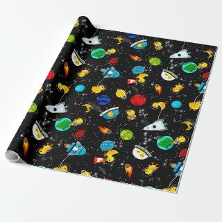 Watercolor Rubber Duck Astronauts Kids Outer Space