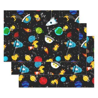 Watercolor Rubber Duck Astronauts Kids Outer Space  Sheets