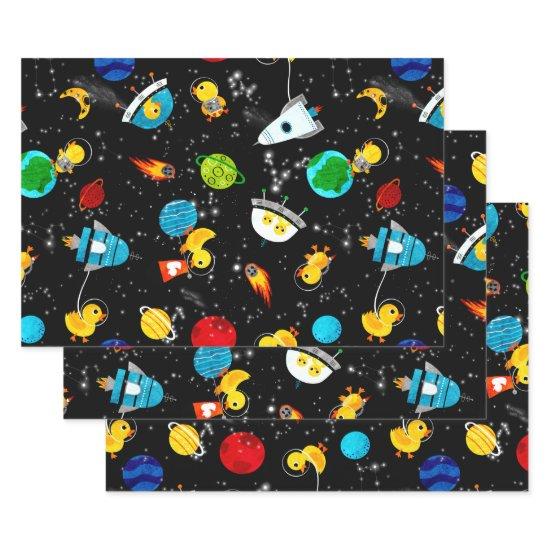 Watercolor Rubber Duck Astronauts Kids Outer Space  Sheets