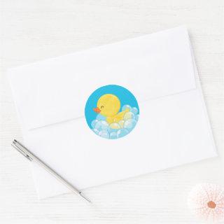 Watercolor Rubber Duck Party Round Stickers