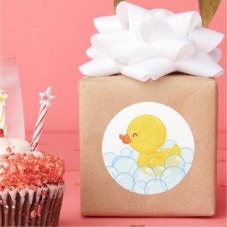 Watercolor Rubber Duck Round Stickers