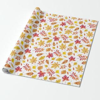 Watercolor Rustic Autumn Leaves Pattern