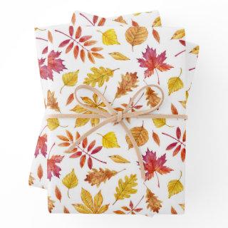 Watercolor Rustic Autumn Leaves Pattern  Sheets