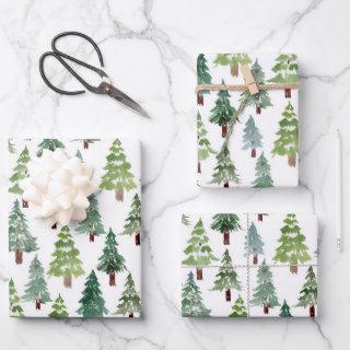 Watercolor Rustic Pine Tree Winter Forest    Sheets