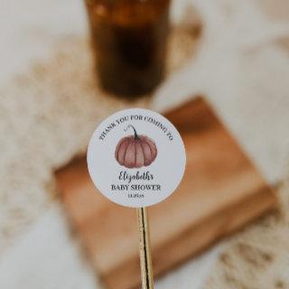Watercolor Rustic Pumpkin Thank You Baby Shower Classic Round Sticker