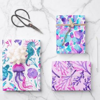 Watercolor Sea Creatues, Paint Strokes and Coral  Sheets