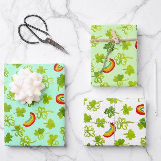 Watercolor Shamrocks & Rainbows Irish St Patty's   Sheets