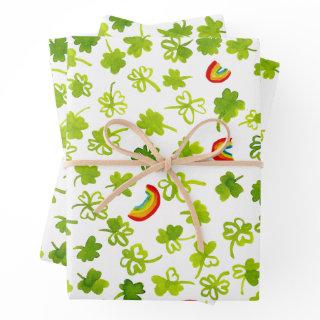Watercolor Shamrocks & Rainbows St Patricks Day   Sheets