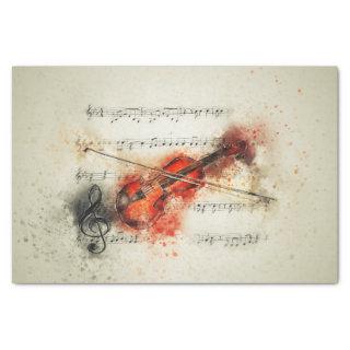 Watercolor Sheet Music and Violin Tissue Paper