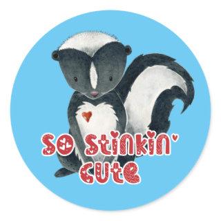 Watercolor skunk classic round sticker
