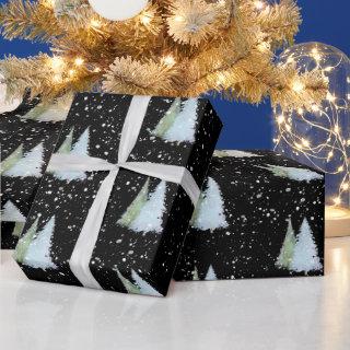Watercolor Snowflakes Minimalist Christmas Tree