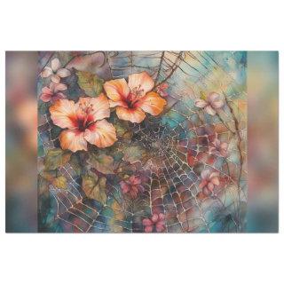 Watercolor Spiderweb Hibiscus Decoupage Paper