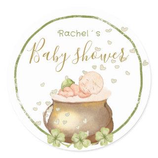 watercolor st patrick baby shower classic round sticker