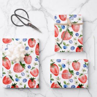 Watercolor Strawberry and Blueberry Pattern  Sheets