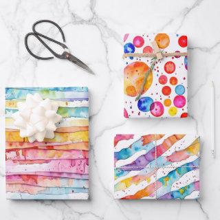 Watercolor Stripes and Polka Dots Colorful  Sheets