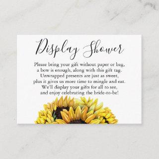 Watercolor Sunflowers No Wrap Bridal Shower Tag Enclosure Card