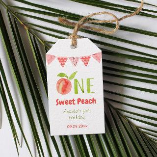Watercolor Sweet As A Peach First Birthday  Gift Tags