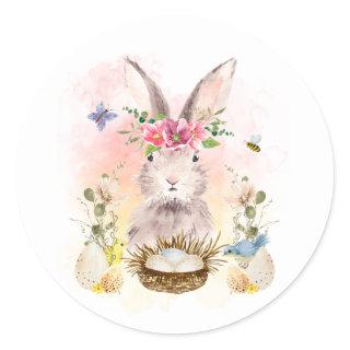 Watercolor Sweet Floral Bunny Rabbit Stickers