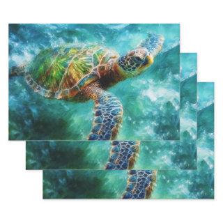 Watercolor Swimming Sea Turtle  Sheets