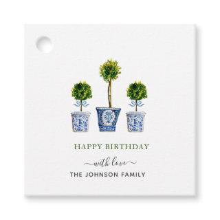 Watercolor topiaries Happy Birthday gift tags
