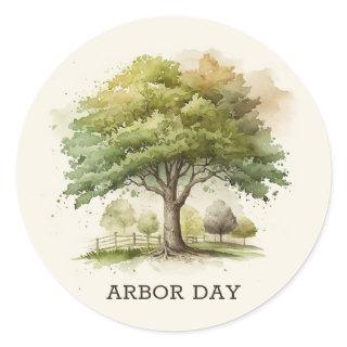 Watercolor tree. Arbor day Environment and ecology Classic Round Sticker