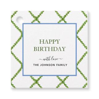 Watercolor trellis Happy Birthday gift tags