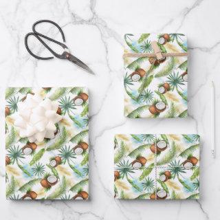 Watercolor Tropical Coconut Pattern  Sheets