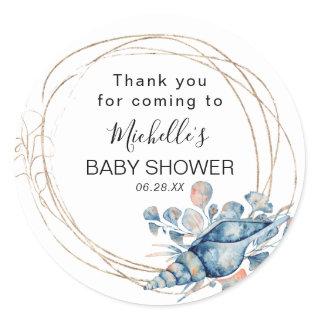 Watercolor Under-the-Sea Baby Shower Thank You Classic Round Sticker