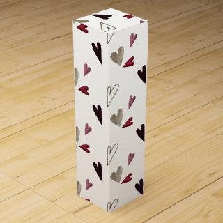Watercolor Valentine's Day Hearts Wine Box