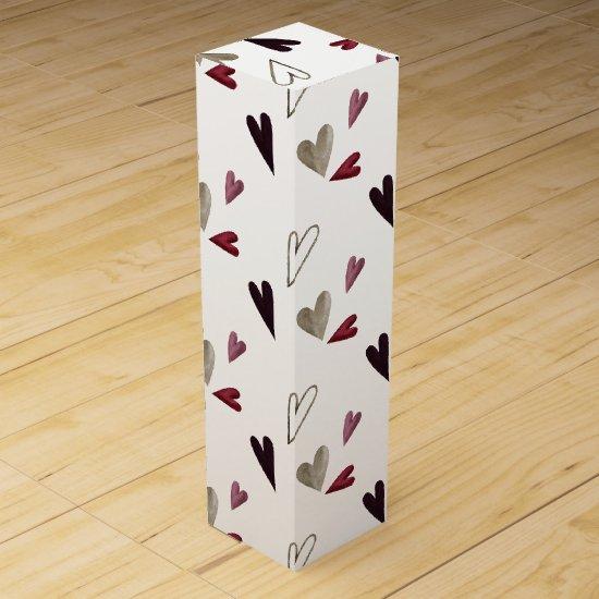 Watercolor Valentine's Day Hearts Wine Box