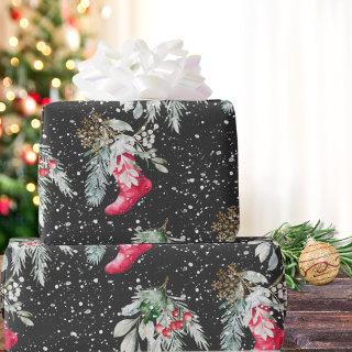Watercolor Vintage Elegant Stocking Christmas Tree