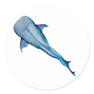 Watercolor whale shark classic round sticker