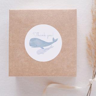 Watercolor Whale Under the Sea Baby Shower Classic Round Sticker