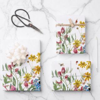 Watercolor Wildflower Insects Floral Spring Garden  Sheets