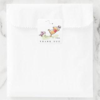 Watercolor Winnie the Pooh & Pals Birthday Square Sticker